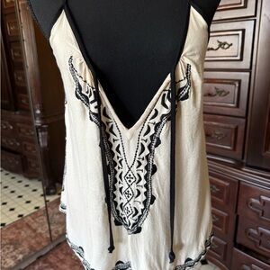 Cream and Black Women's Top